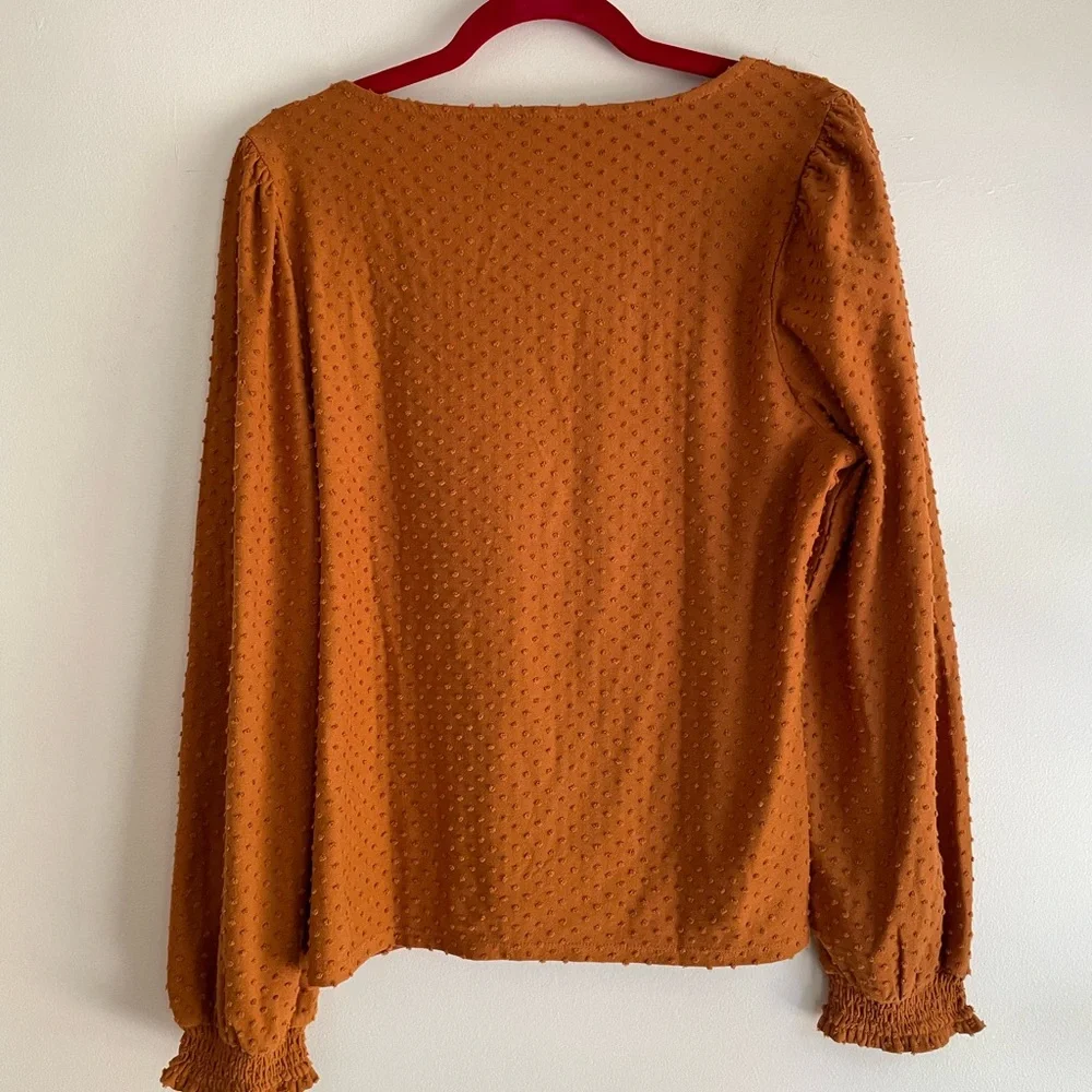 J. Crew Women's Swiss Dot V Neck Long Sleeve Blouse Size M